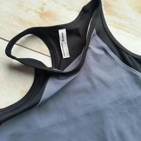 NWT Soffe Girls High Neck Track Tank Top S Black and Gray - Picture 2 of 4